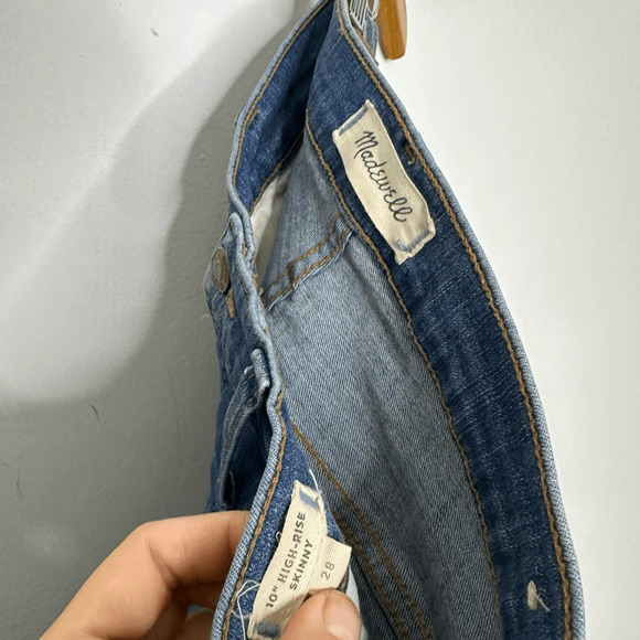 MADEWELL 10" High-Rise Skinny Jeans women's Drop Step-Hem medium blue J9400 28 - Picture 7 of 9